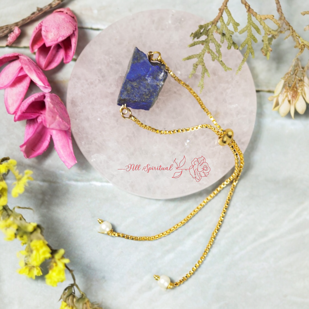 Lapis Lazuli Bracelet – Raw Natural Stone | Adjustable
