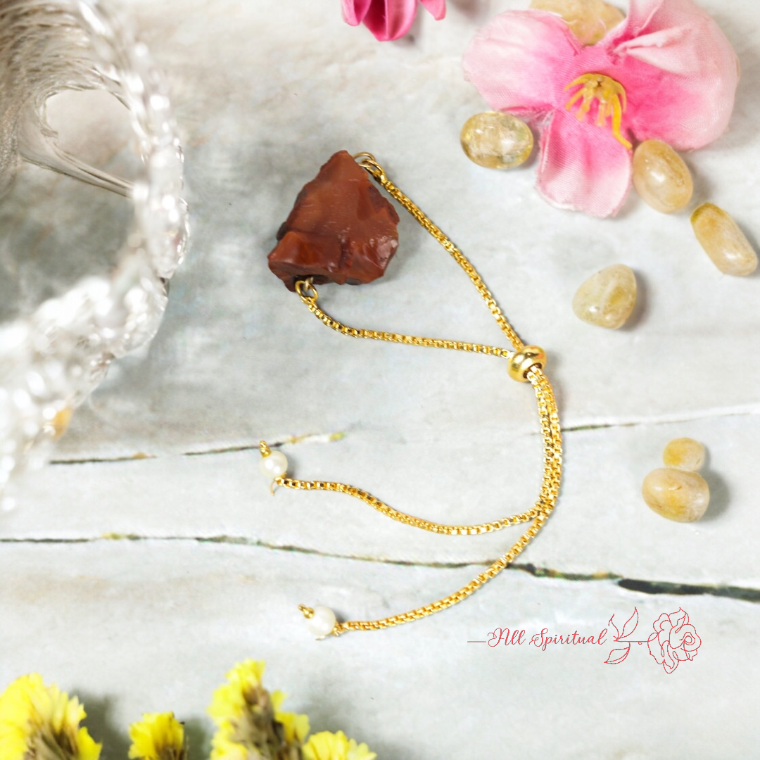 Carnelian Bracelet – Raw Natural Stone Adjustable | Essence of Vitality