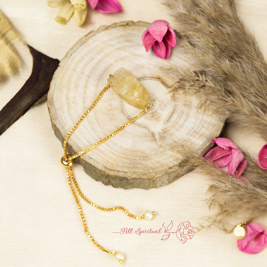 Citrine Raw Natural Stone Bracelet | Adjustable