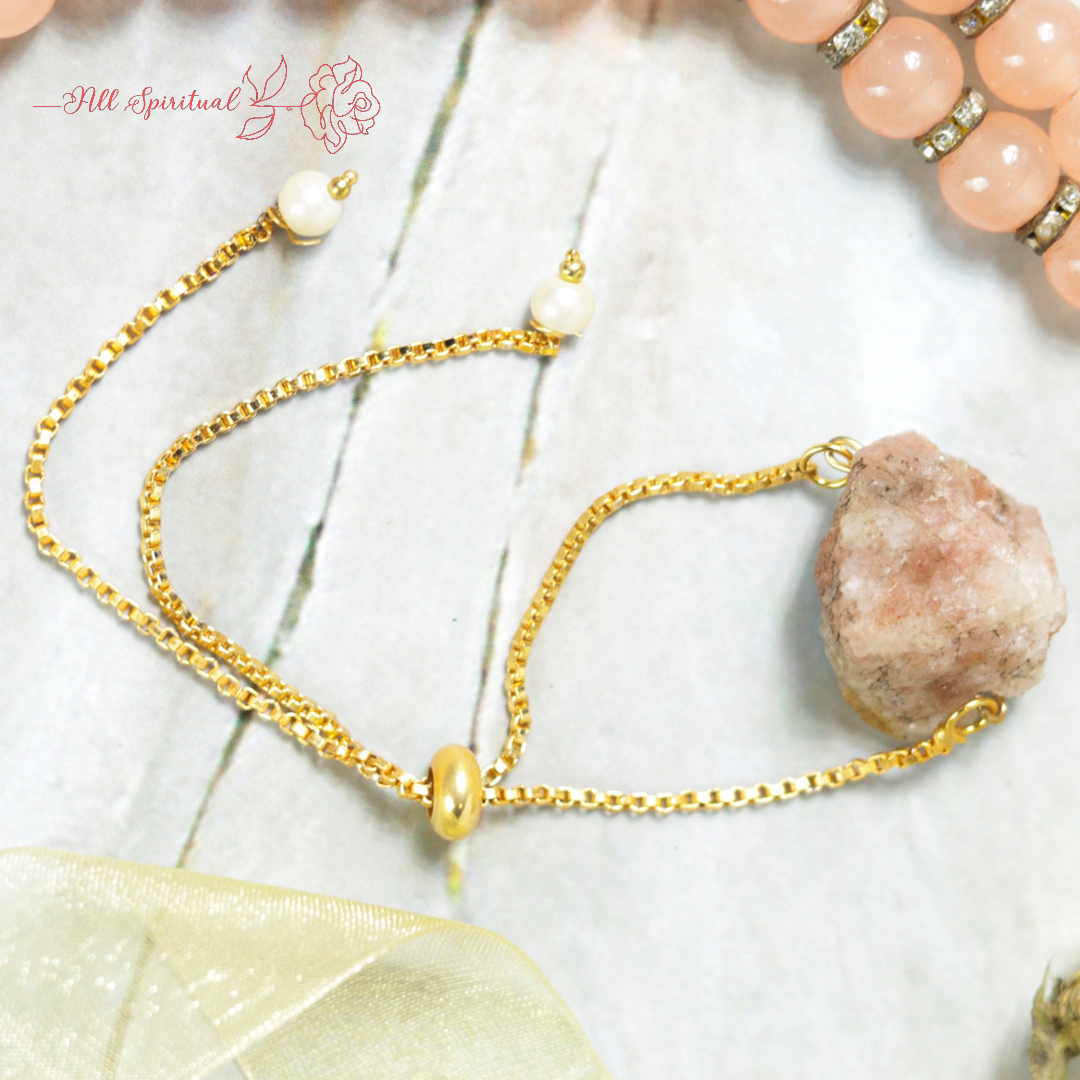Sun Stone Bracelet - Raw Natural Stone Adjustable | Essence of Joy