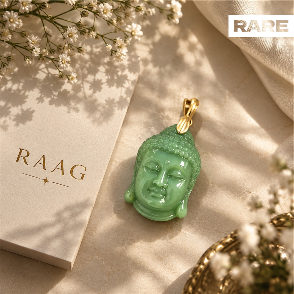 Green Aventurine Pendant - Buddha Head Carved Natural Stone