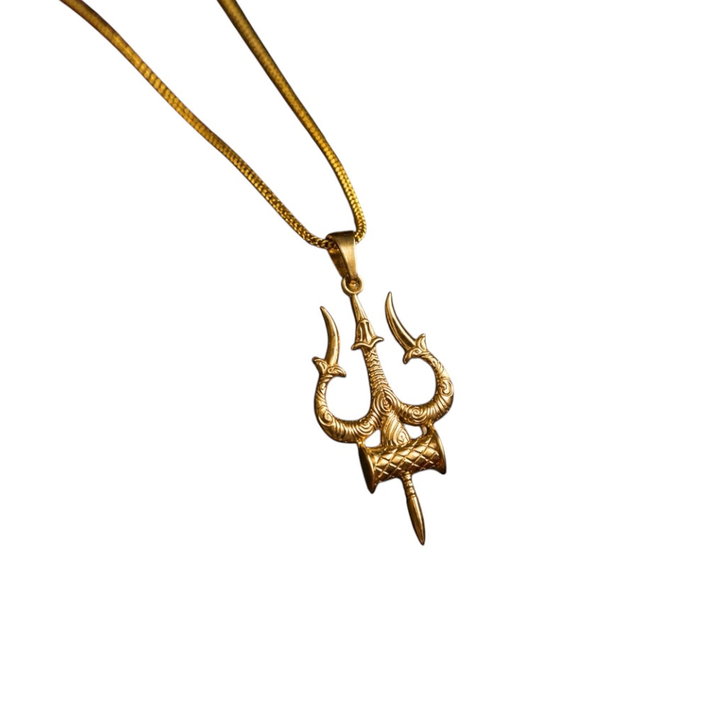 Mythic Code Pendant 02 - Brass Gold Plated | Shiva Trishul A Symbol of Shiva’s Divine Power
