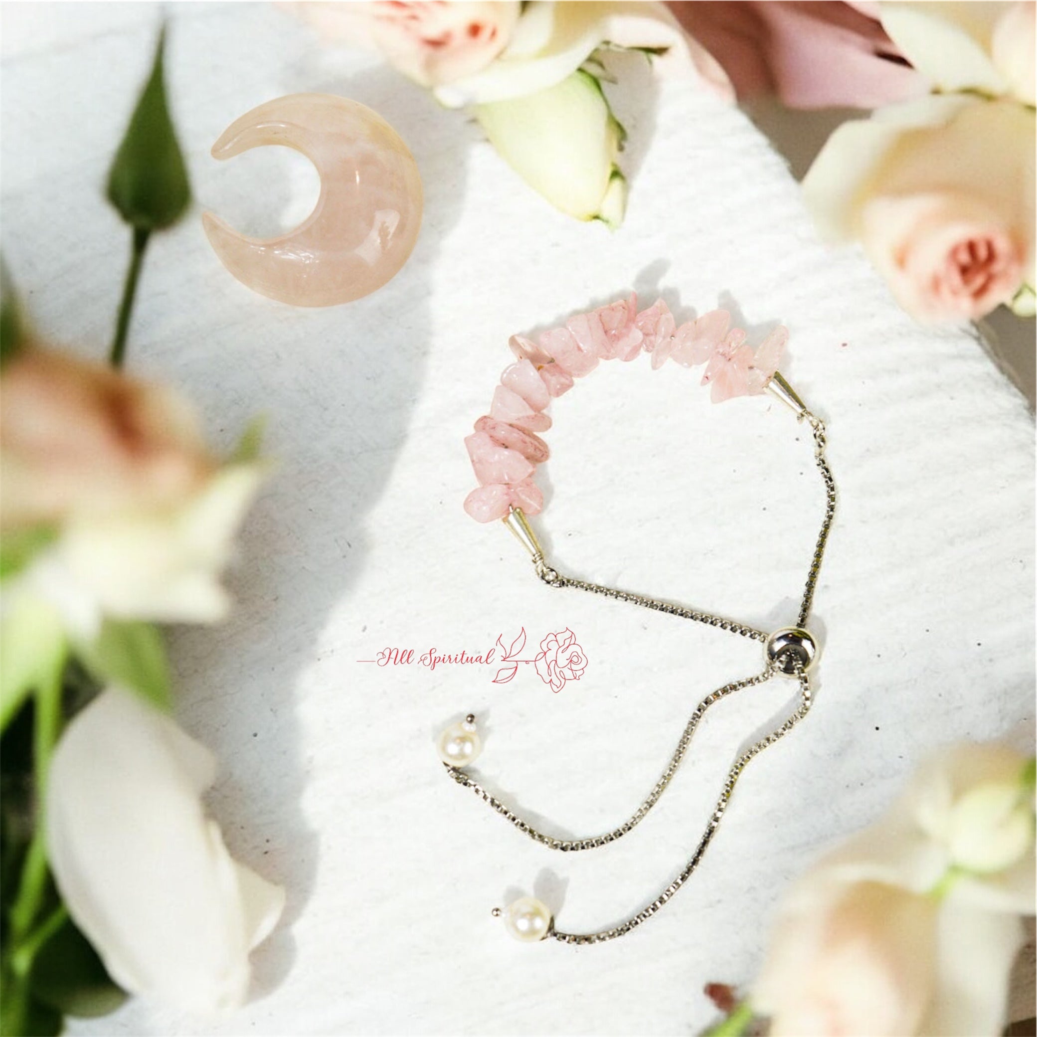 Rose Quartz Bracelet – Minimal Chip Style Adjustable | Reminder of Love