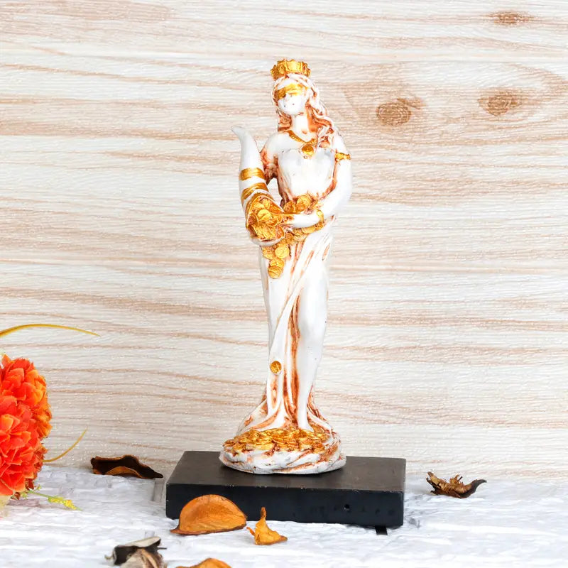 Goddess Fortuna Idol - PolyResin White Statue | Abundantia