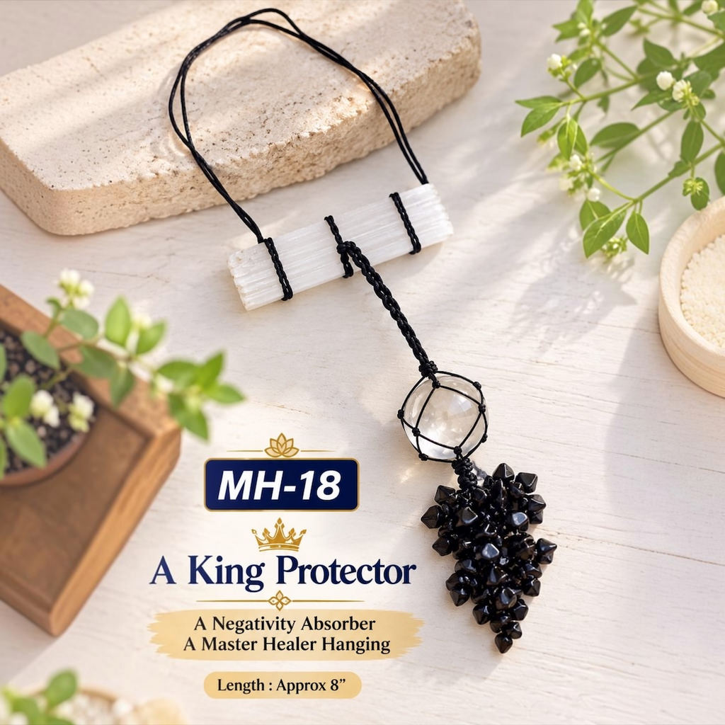 Selenite, Clear Quartz & Black Tourmaline Door Hanging - Raw Natural Crystals | A King Protector