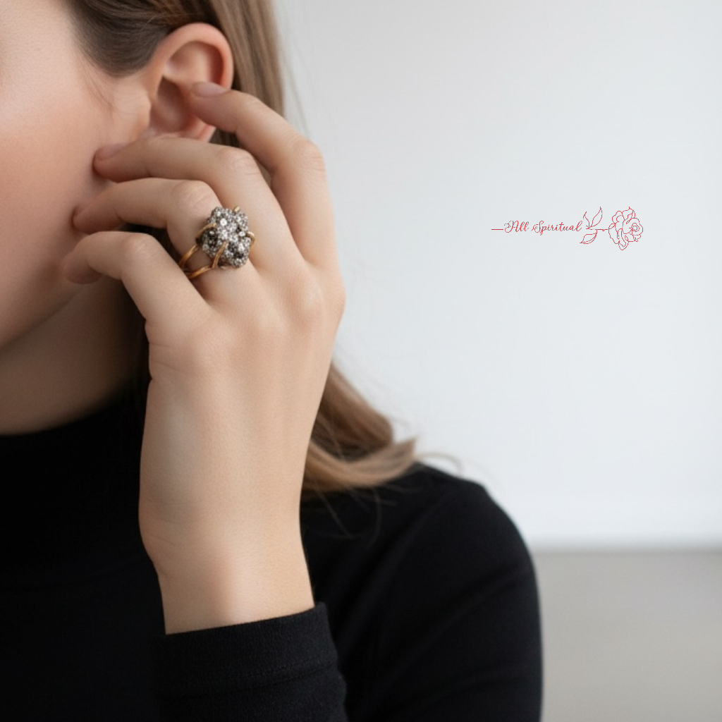 Pyrite Cluster Ring – Raw Natural Stone | Adjustable Gold Plated