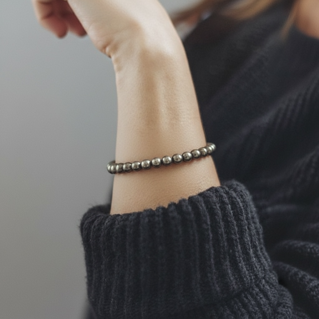 Pyrite Crystal Bracelet - Original Round | Traditionally Known as a Stone of Abundance & Prosperity