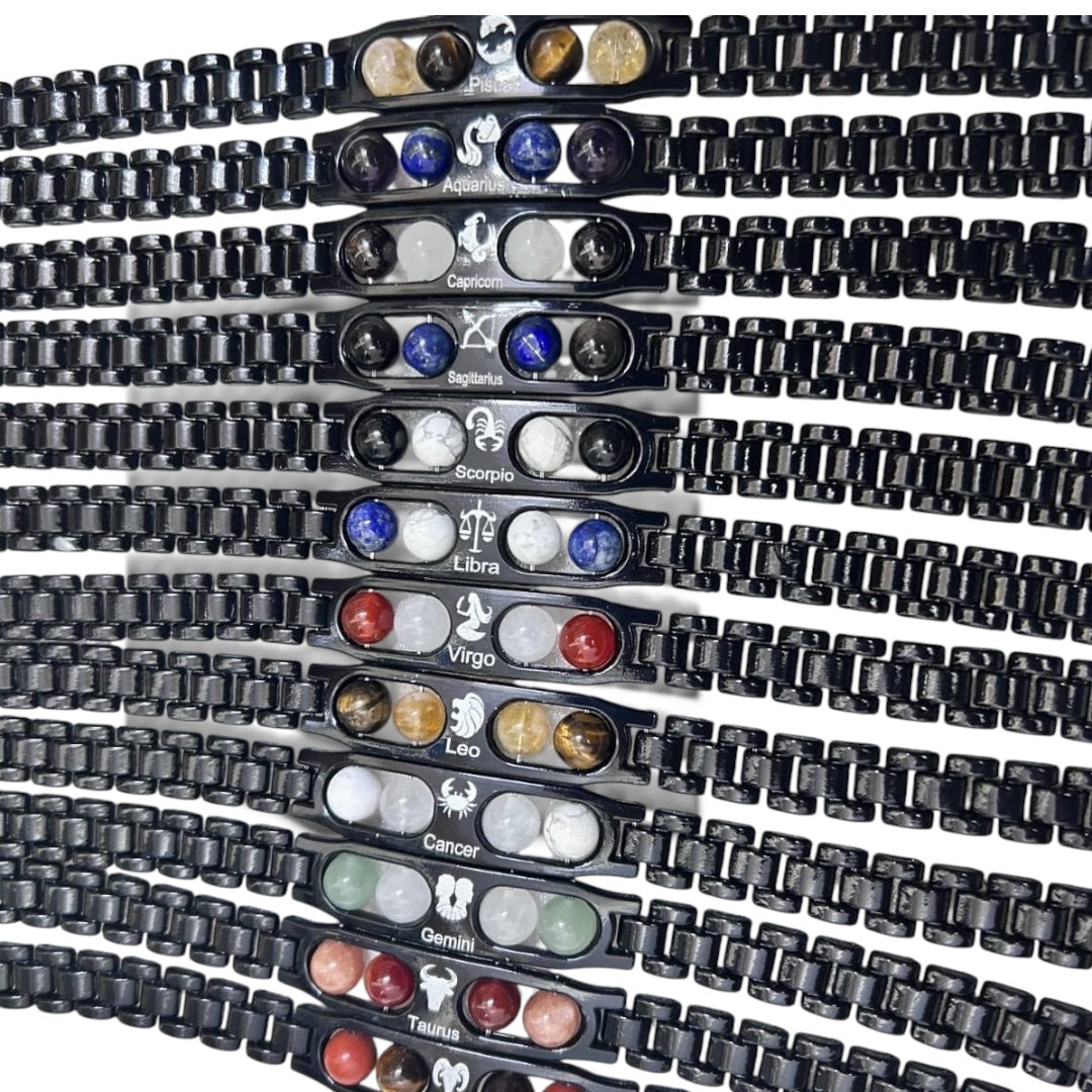Zodiac Bracelets - Natural Stones Metal Adjustable