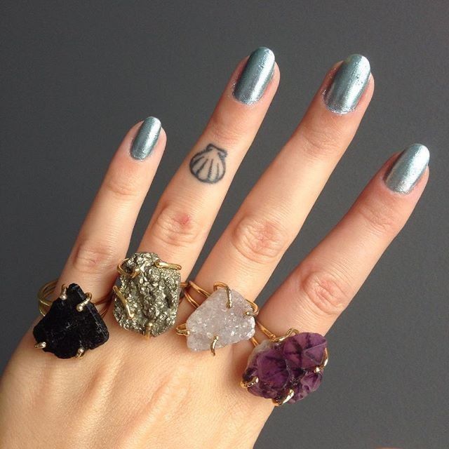 Healing Crystals Ring - Raw Natural Big Stone | Adjustable Exclusive Gold Plated