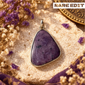 Charoite Pendant - Natural Stone Silver Plated | Rare I