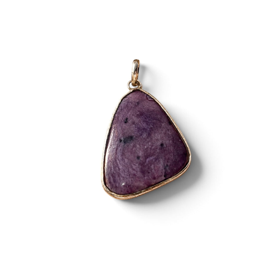 Charoite Pendant - Natural Stone Silver Plated | Rare I