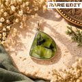 Prehnite Pendant - Natural Stone Silver Plated | Rare II