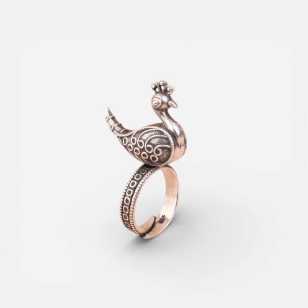 Ananda Mayur Ring - Silver Plated Adjustable