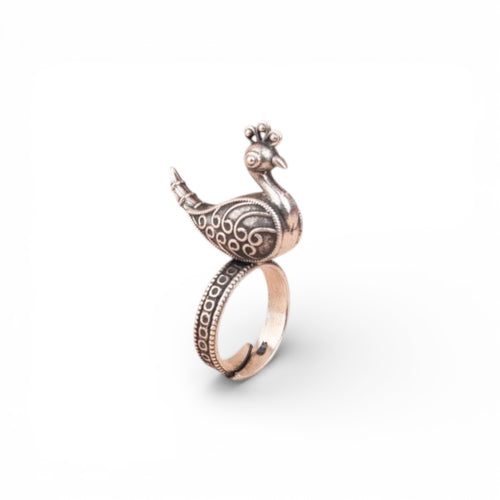 Ananda Mayur Ring - Silver Plated Adjustable