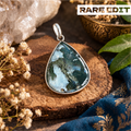 Forest Green Moss Agate Pendant - Natural Stone Silver Plated | Rare III
