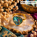 Abalone Ring - Heart Natural Shell Adjustable Gold plated Anti tarnish | Serenity
