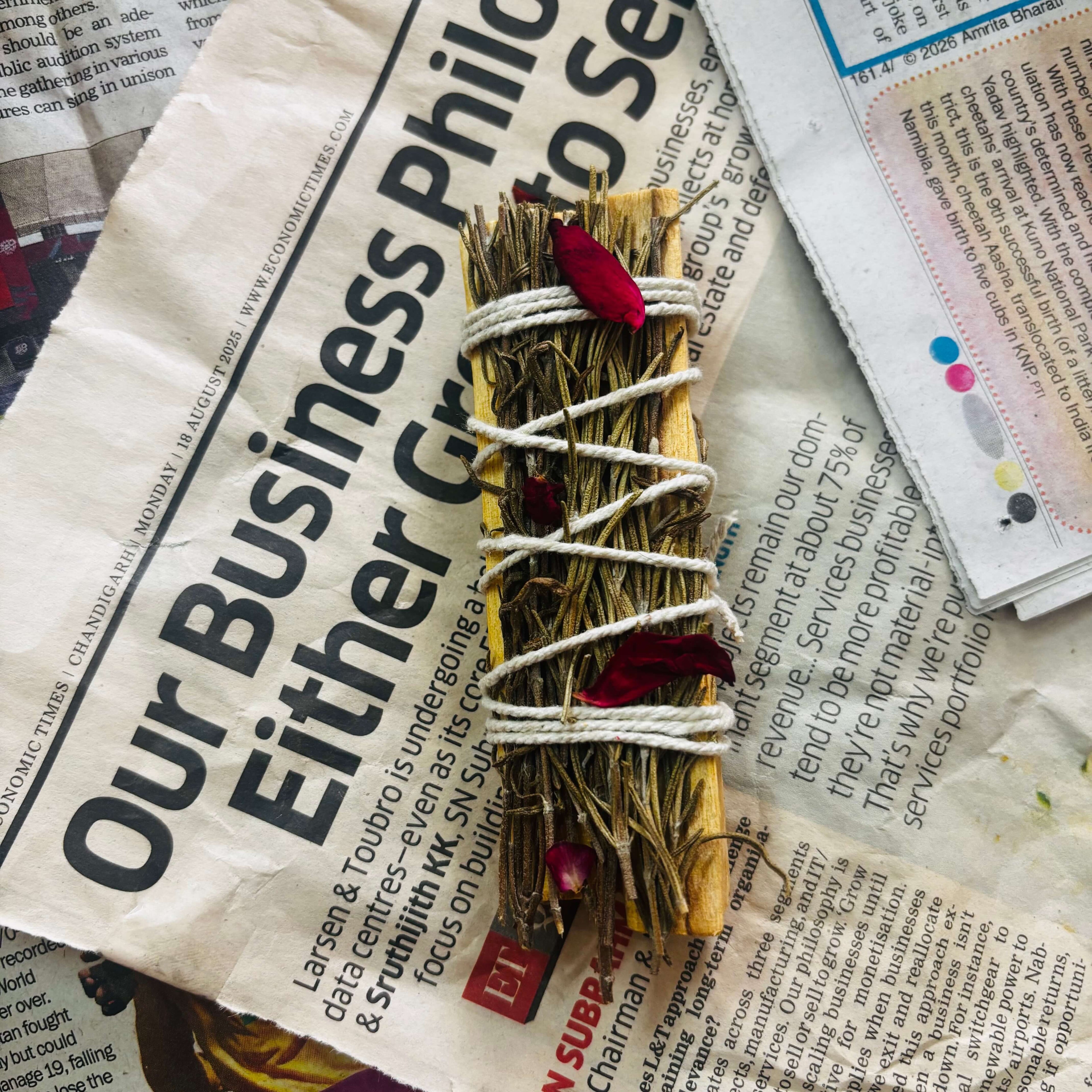 Rosemary & Rose Sprinkled Palo Santo Holy Wood Smudge Stick | Believed to Support Protection, Love & Emotional Clarity