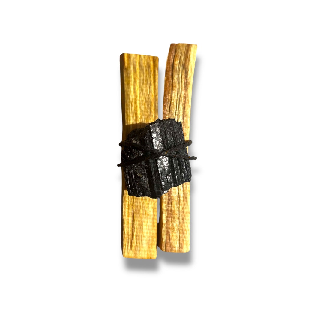 Sacred Black Tourmaline & Palo Santo Holy Wood Smudge Bundle | Believed to Support a Sense of Balance & Protection