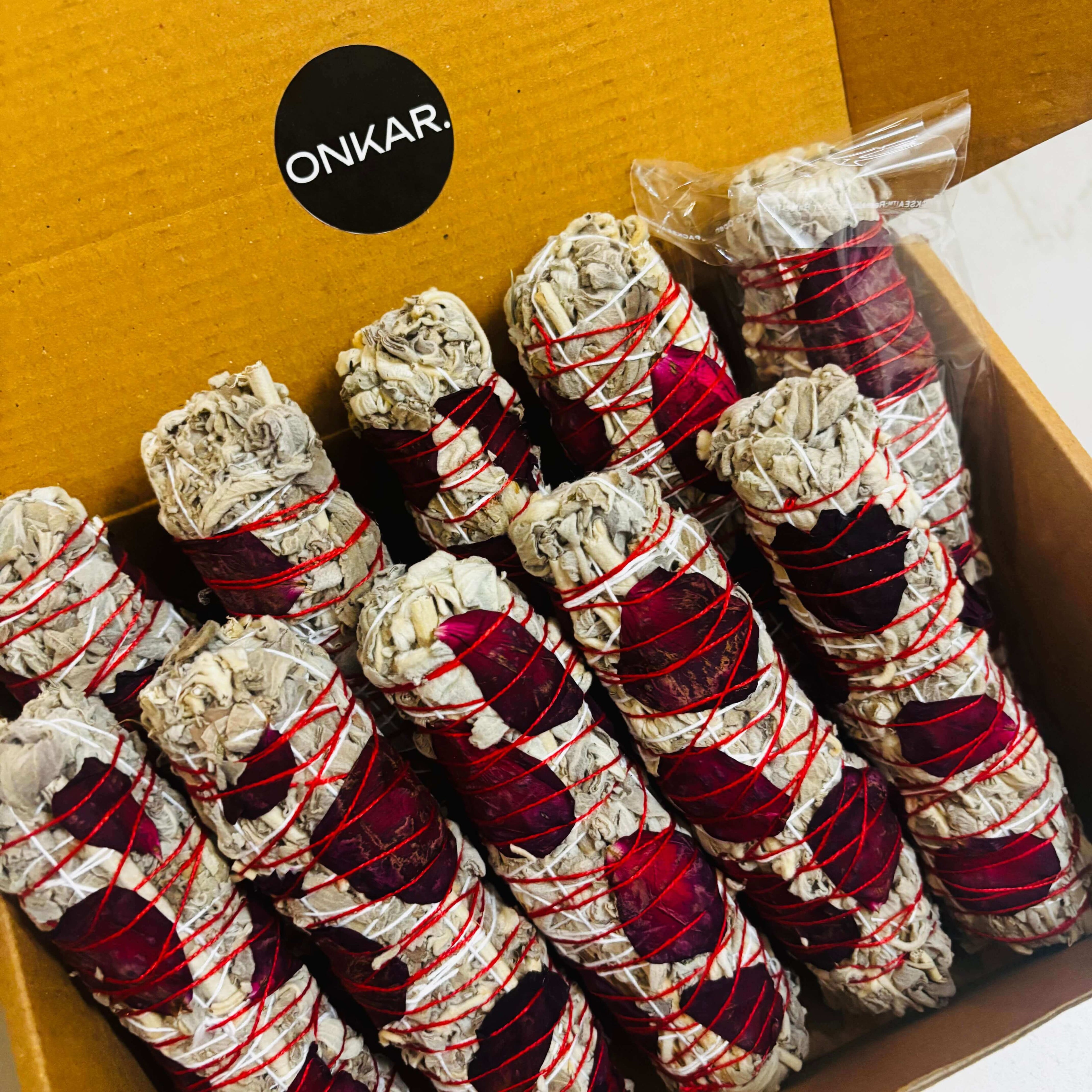 Sacred Rose Petal Sage Smudge Stick | Believed to Support Love, Emotional Harmony & Heart-Centered Energy