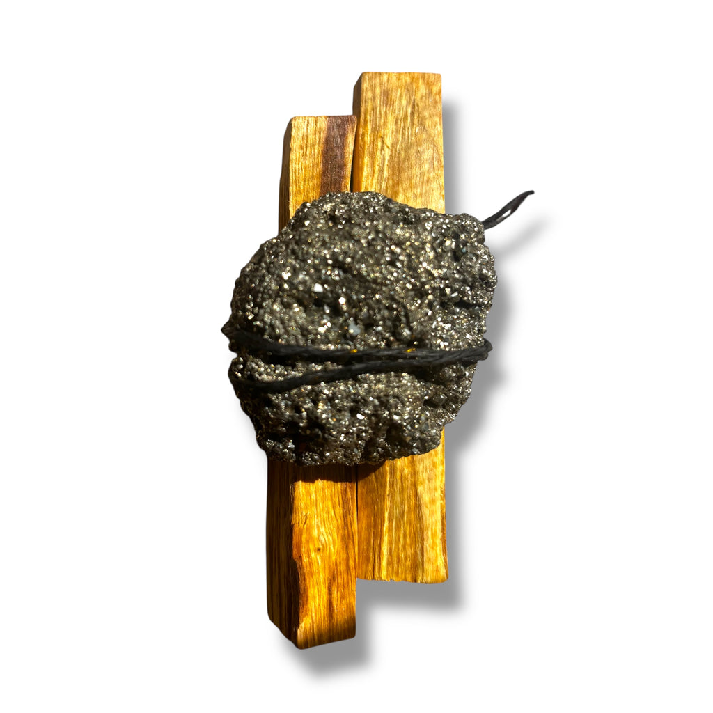Sacred Pyrite & Palo Santo Holy wood Smudge Bundle | Believed to Support Clarity in Action & Financial Growth