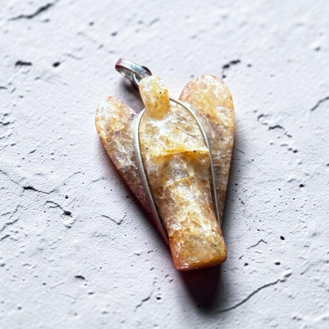 Citrine Pendant - Angel Carved Natural Stone | Bonita