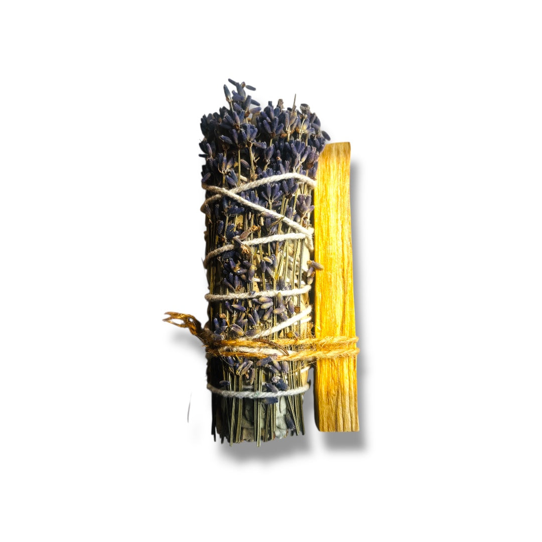 Lavender White California Sage Smudge Stick with Palo Santo Holy Wood | Believed to Purify Energy, Calm the Mind & Invite Peaceful Vibrations