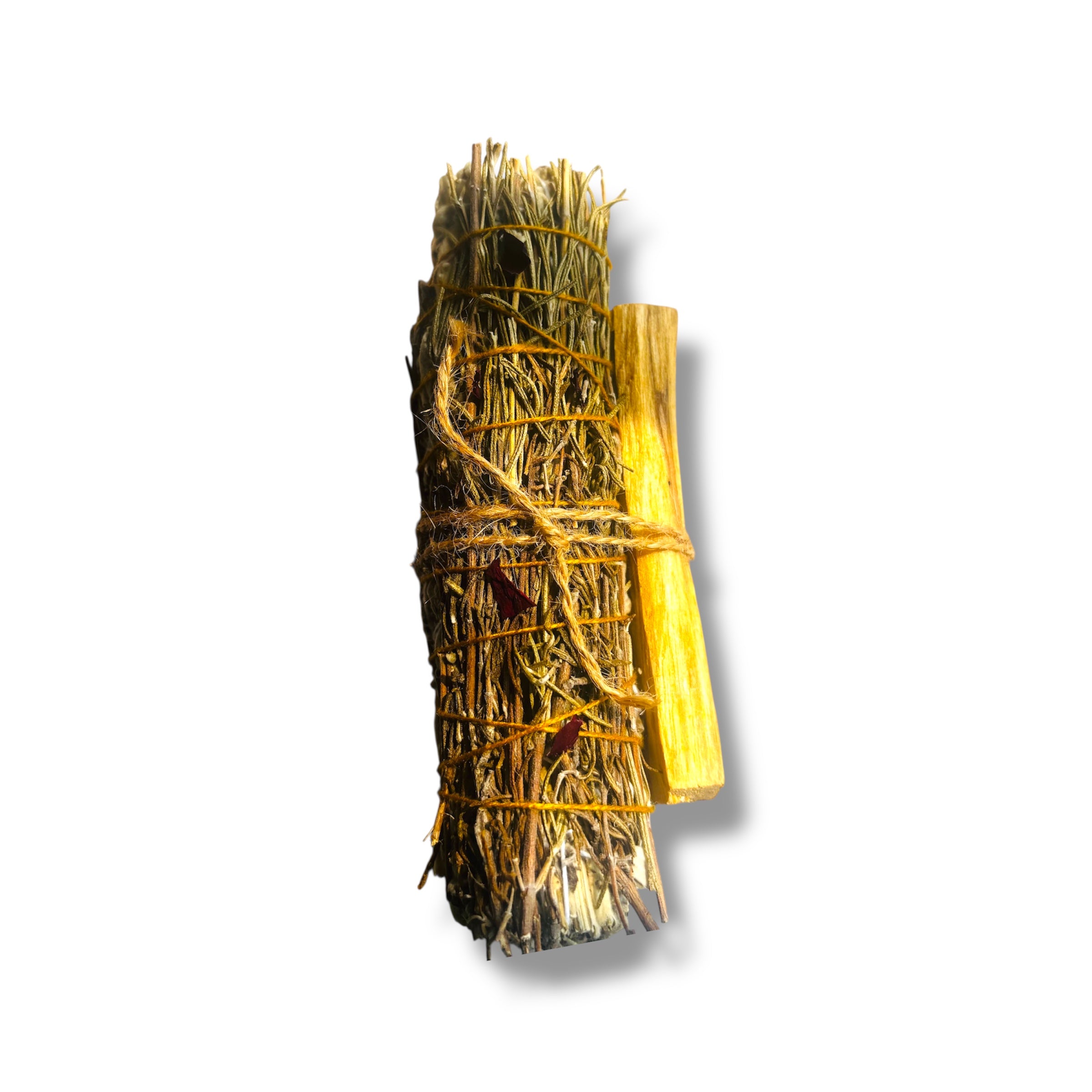 Mystic Rosemary Sage Smudge Stick with Palo Santo Holy Wood & Delicate Petal Accents | Believed to Support Energy Cleansing & Harmony