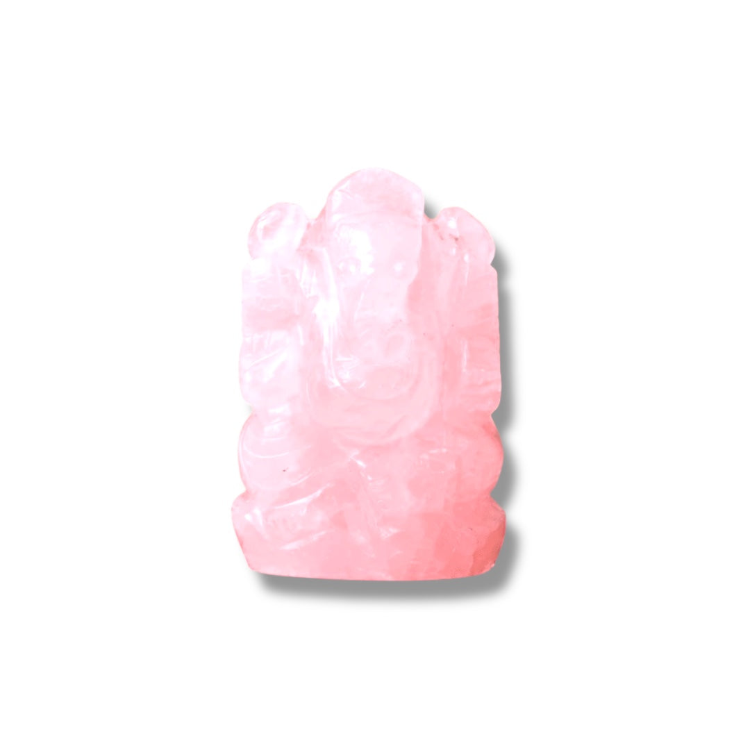 Rose Quartz Crystal Ganesha Idol  | Traditionally Linked with Love & Harmony