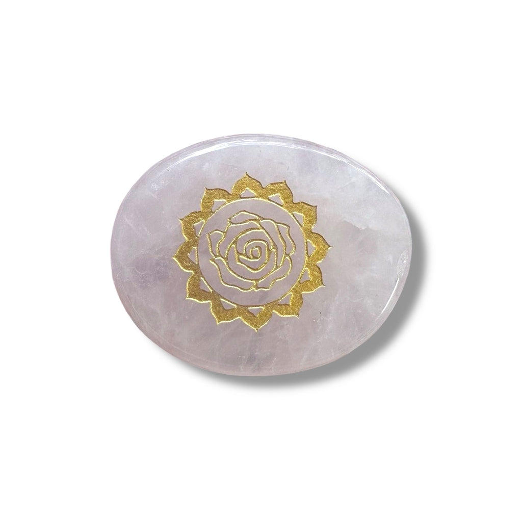 Rose Quartz Heart Chakra Engraved Stone | Traditionally Associated with Love & Emotional Harmony