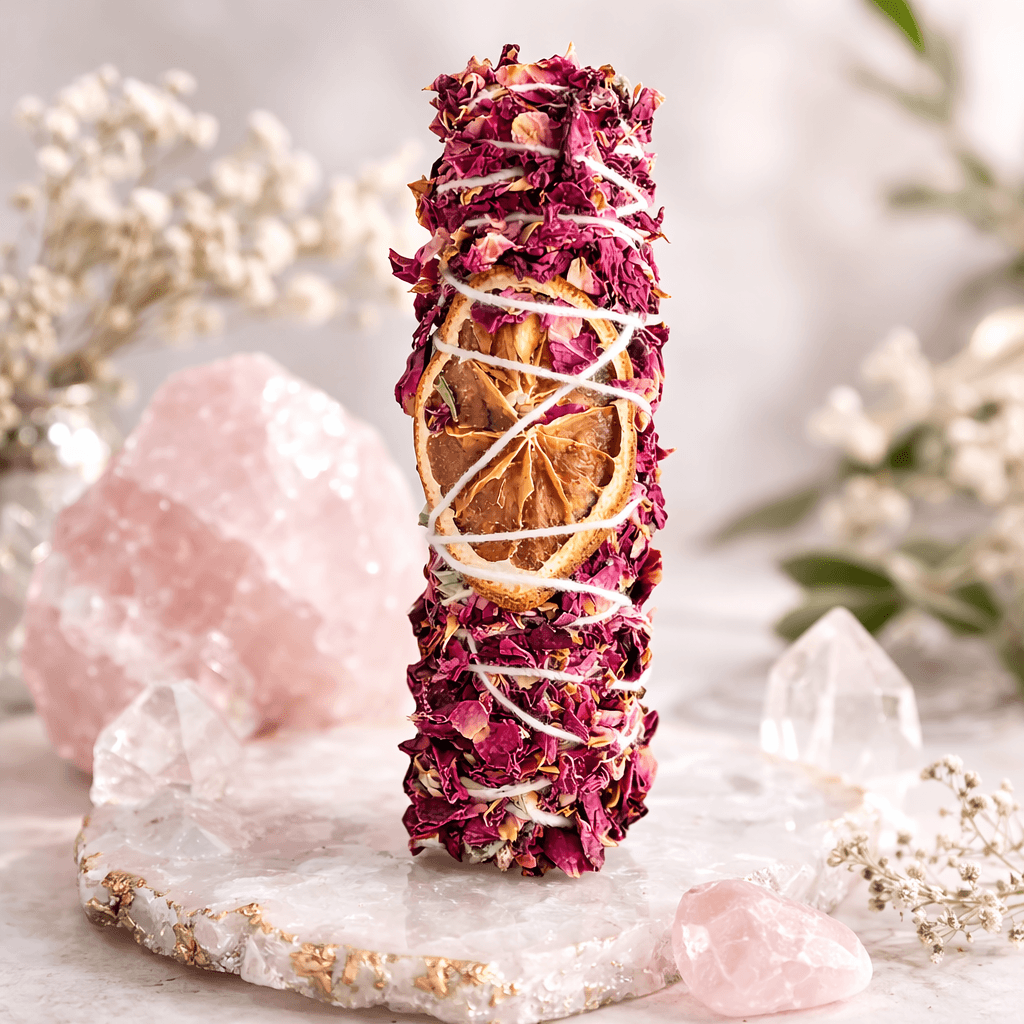 Orange & Rose Sage Smudge Stick | Believed to Promote Joy, Love & Uplifting Energy