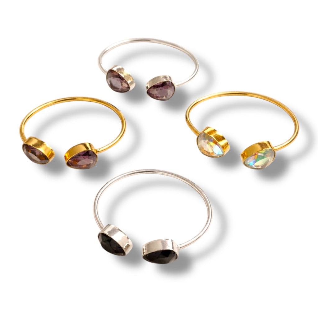 Crystals Bracelet - Faceted Stone Adjustable | Mix Exclusive Gold or Silver Plated Veya