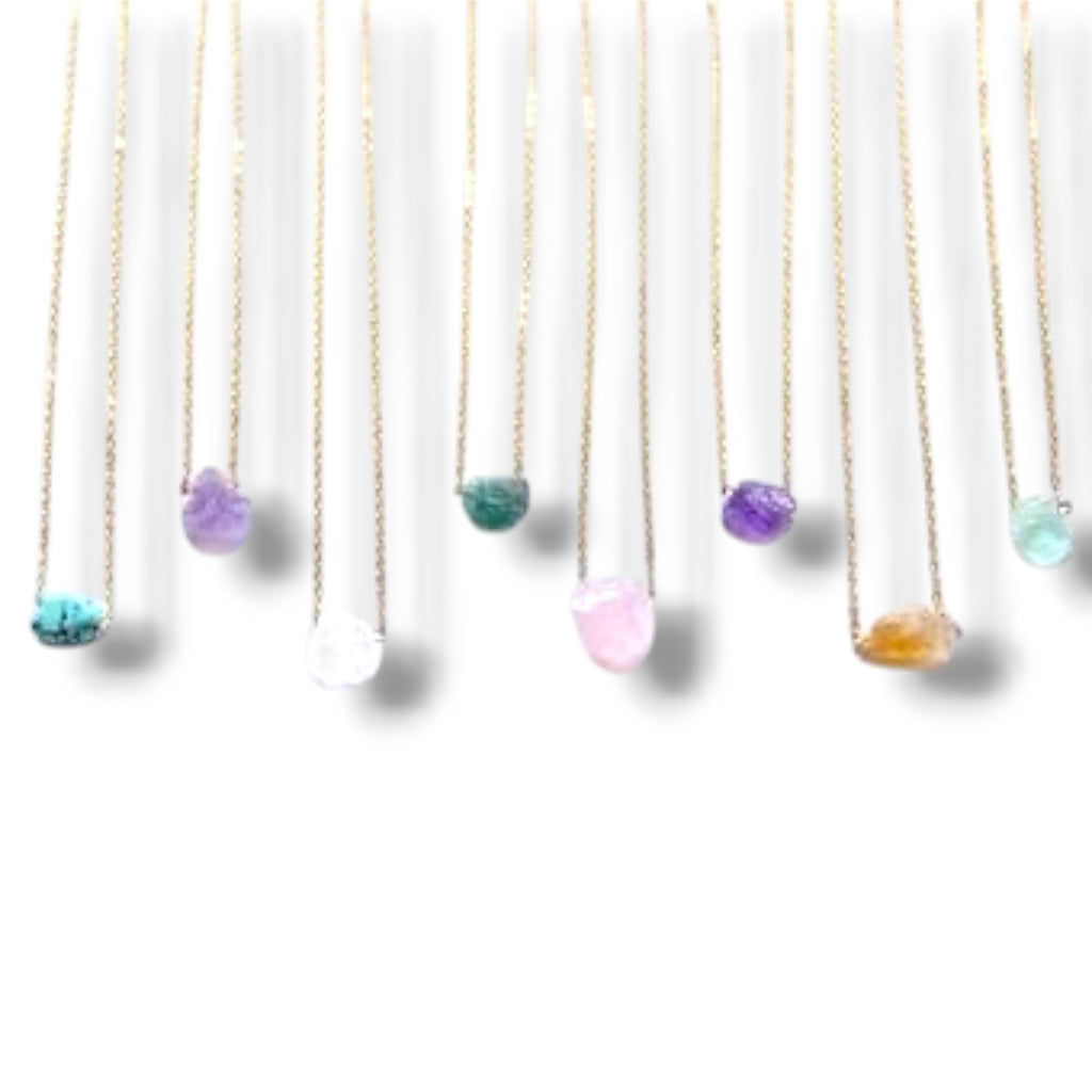 Crystals Necklace - Raw Natural Minimal Stone Adjustable | Mix Exclusive Golden Chain Nyra