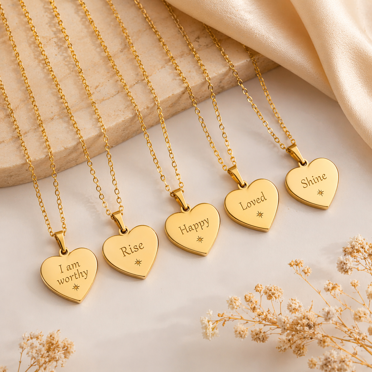 Affirmation Pendant - Gold Plated Heart Shape | A Daily Reminder