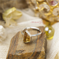 Citrine Ring - Raw Natural Stone Adjustable Silver Plated | Reminder of Abundance