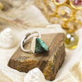 Malachite Ring - Raw Natural Stone Adjustable Silver Plated | Reminder of Transformation