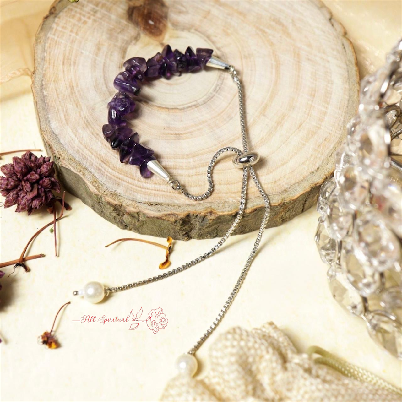 Amethyst Bracelet – Minimal Chip Style Adjustable | Reminder of Peace