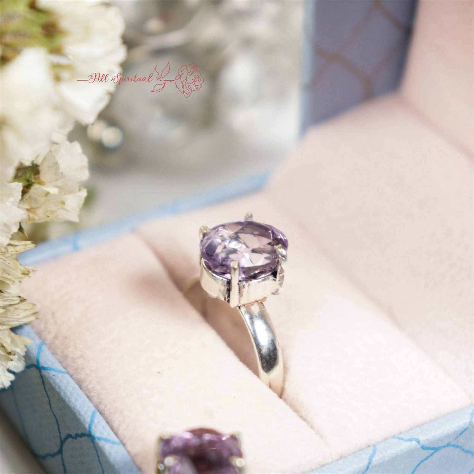 Amethyst Ring - Faceted Gemstone Adjustable Oxidised German Silver | Rooted  in Peace & Clarity