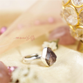 Smoky Quartz Ring - Raw Natural Stone Adjustable Silver Plated | Reminder of Grounding