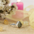 Labradorite Ring - Raw Natural Stone Adjustable Silver Plated | Reminder of Intuition