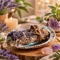 Sacred Sage, Lavender & Tiger Eye Crystal Smudge Stick Bundle | A Symbol of Confidence, Courage & Focus