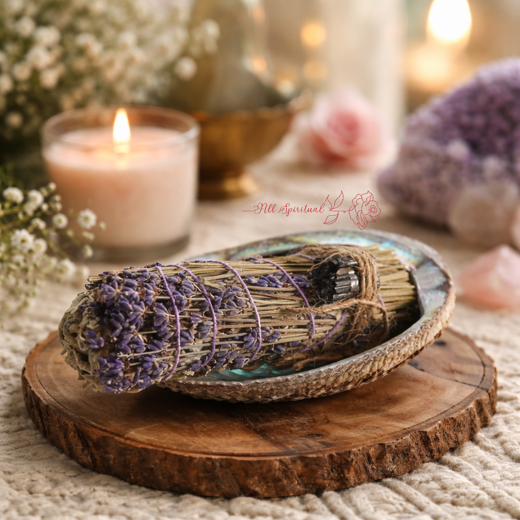 Sacred Sage, Lavender & Black Tourmaline Crystal Smudge Stick Bundle | A Symbol of Protection, Grounding & Calm