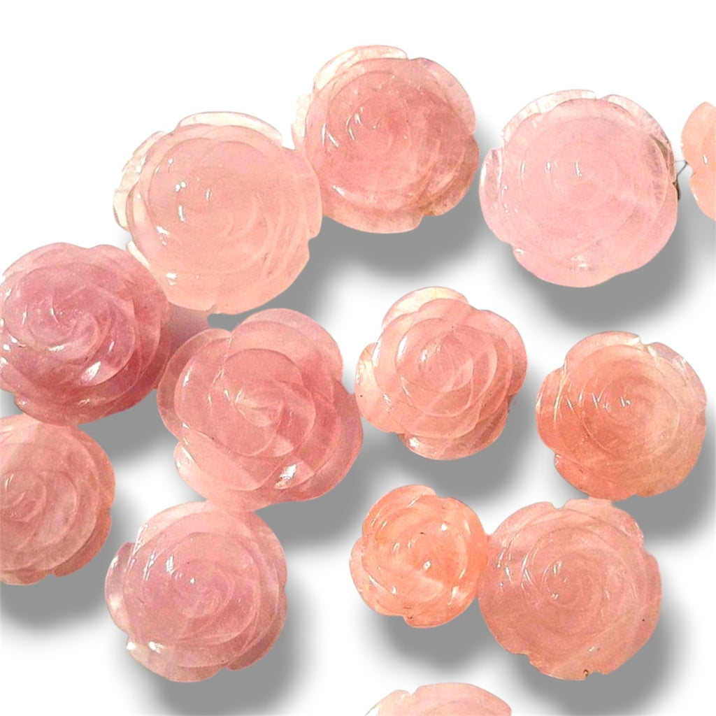 Rose Quartz Rose Flower - Natural Stone | Blossom