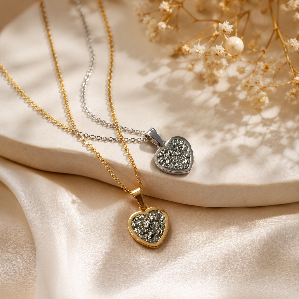 Pyrite Heart Pendant - Raw Natural | Reminder of Strength & Abundance